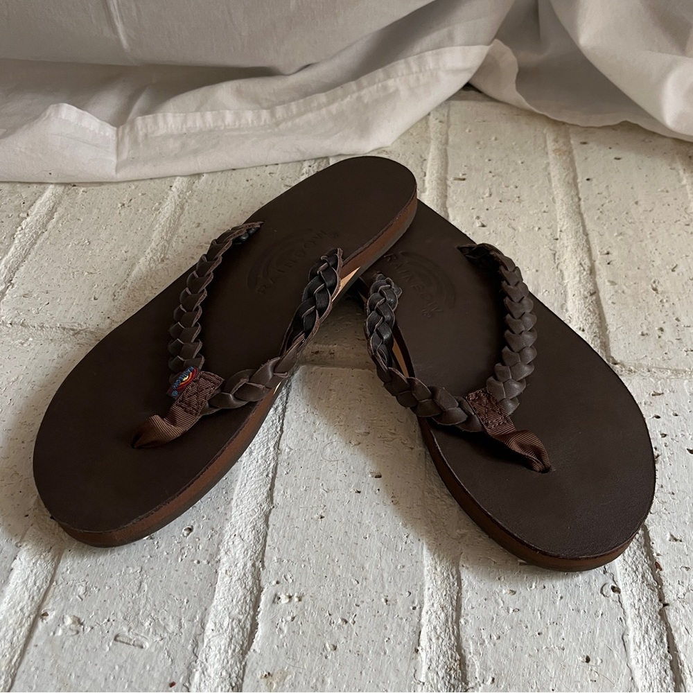 Rainbow Flip Flops, size 7. Worn once